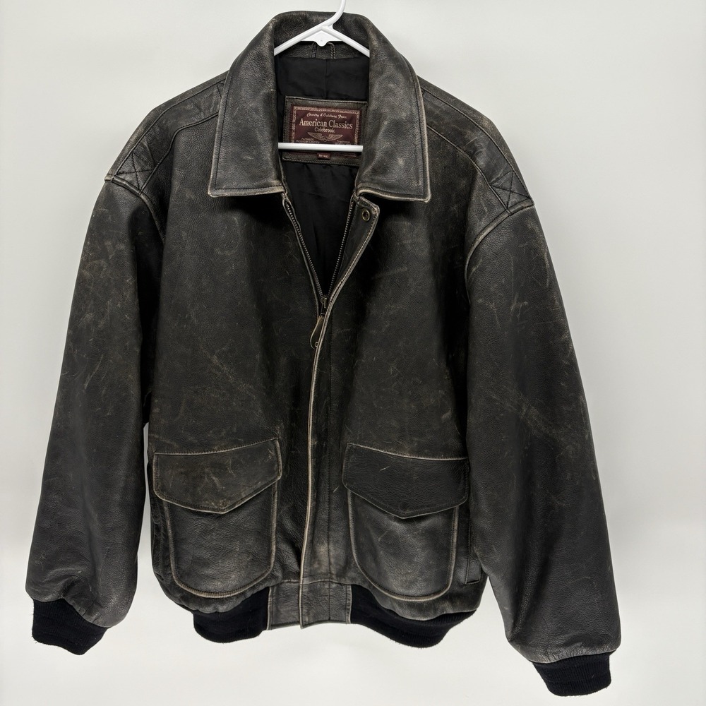 Vintage American Classics Leather Aviator A-2 Bomber Jacket Retro Flight XL